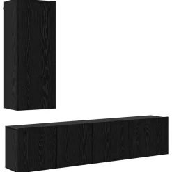 Tv-Meubels*vidaXL TV-wandmeubel Wandgemonteerd 5 pcs Bewerkt hout Zwart eiken