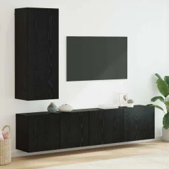 Tv-Meubels*vidaXL TV-wandmeubel Wandgemonteerd 5 pcs Bewerkt hout Zwart eiken