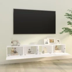Tv-Meubels*vidaXL Tv-wandmeubels 2 st 100x30x30 cm bewerkt hout Wit