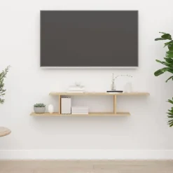 Tv-wandschap 125x18x23 cm bewerkt hout kleurig>vidaXL Outlet