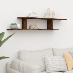 Boekenkasten & Wandplanken*vidaXL Tv-wandschap 125x18x23 cm bewerkt hout kleurig Gerookt eiken