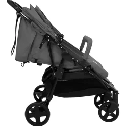Onderweg*vidaXL Tweelingbuggy staal en zwart Donkergrijs