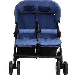 Onderweg*vidaXL Tweelingkinderwagen staal Marineblauw