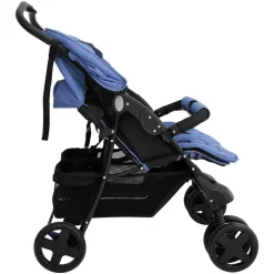 Onderweg*vidaXL Tweelingkinderwagen staal Marineblauw