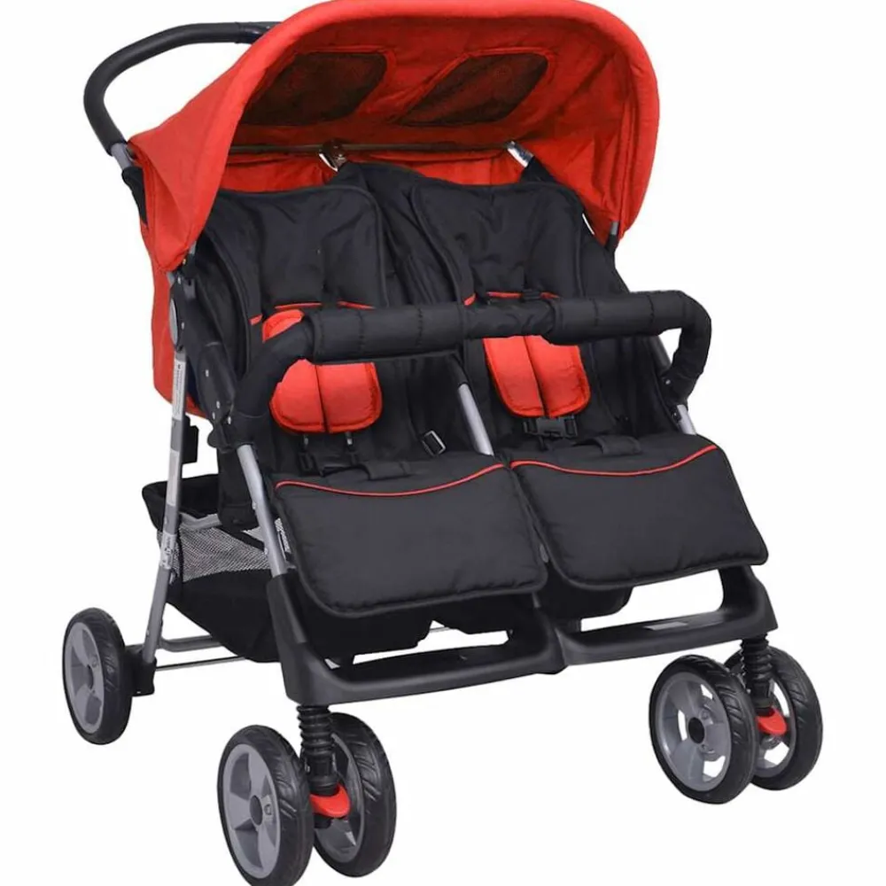Tweelingwagen staal en zwart>vidaXL Online