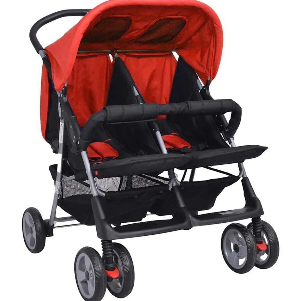 Tweelingwagen staal en zwart>vidaXL Online