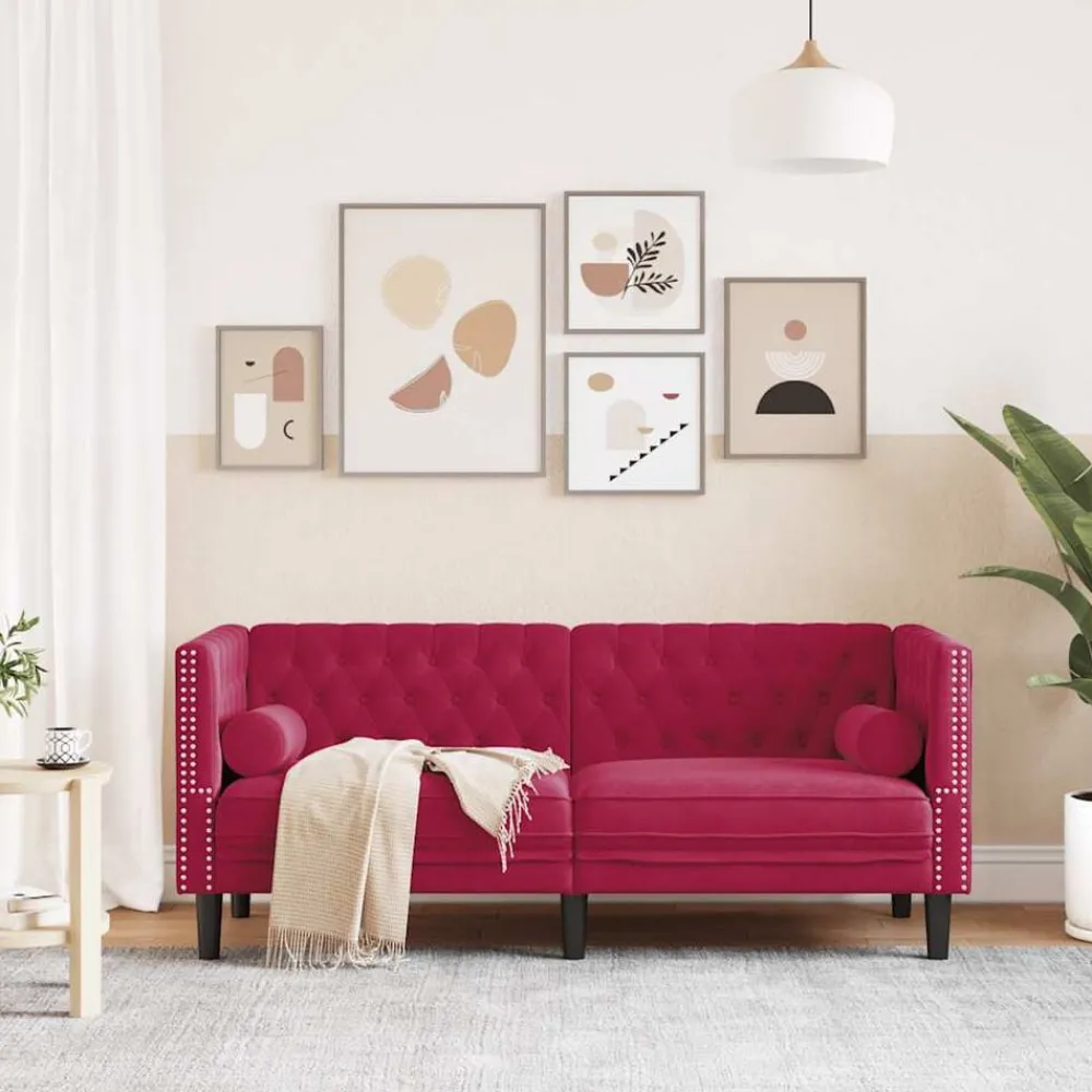 Tweezitsbank Chesterfield-stijl en bolsters fluweel>vidaXL Outlet