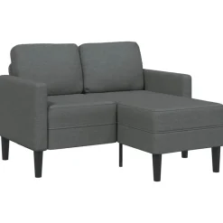 Banken*vidaXL Tweezitsbank met chaise longue L-vorm 125 cm stof Donkergrijs