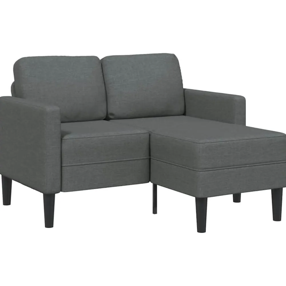 Banken*vidaXL Tweezitsbank met chaise longue L-vorm 125 cm stof Donkergrijs
