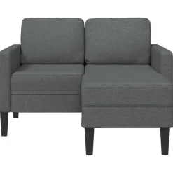 Banken*vidaXL Tweezitsbank met chaise longue L-vorm 125 cm stof Donkergrijs