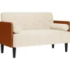 Tweezitsbank met kussen 110 cm linnen>vidaXL Discount