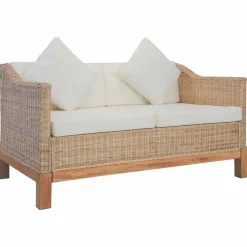 Tweezitsbank met kussens natuurlijk rattan><noscript><img width=
