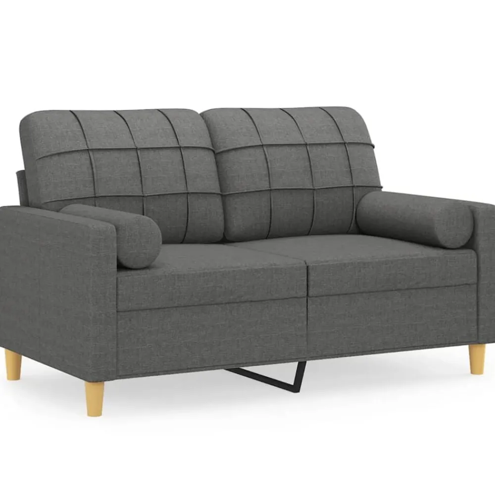 Banken*vidaXL Tweezitsbank met sierkussens 120 cm stof Donkergrijs