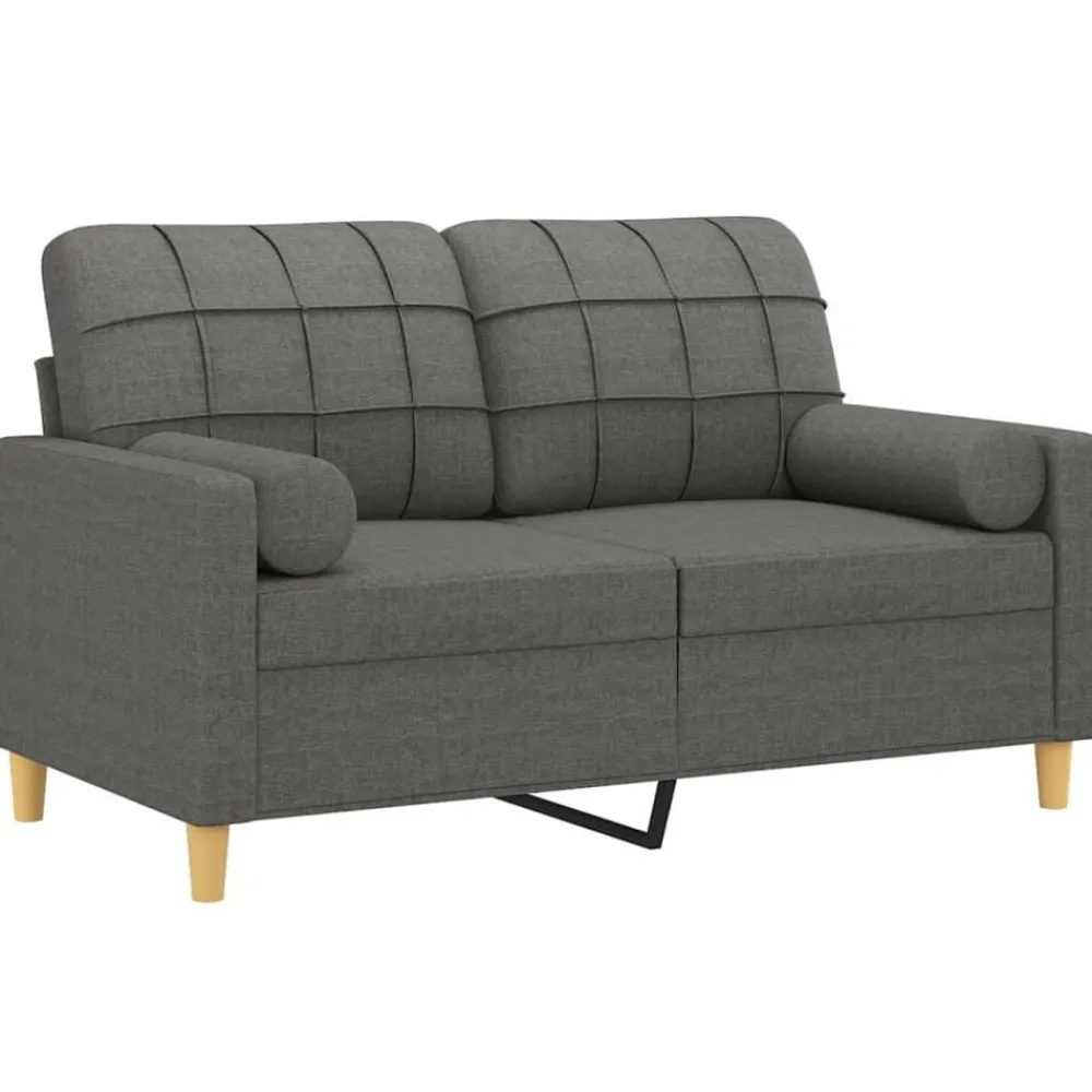 Banken*vidaXL Tweezitsbank met sierkussens 120 cm stof Donkergrijs