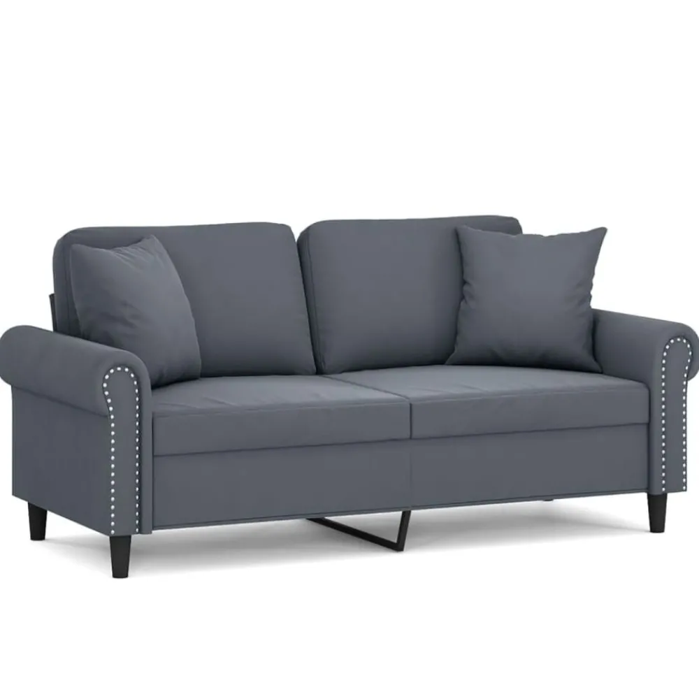 Banken*vidaXL Tweezitsbank met sierkussens 140 cm fluweel Donkergrijs