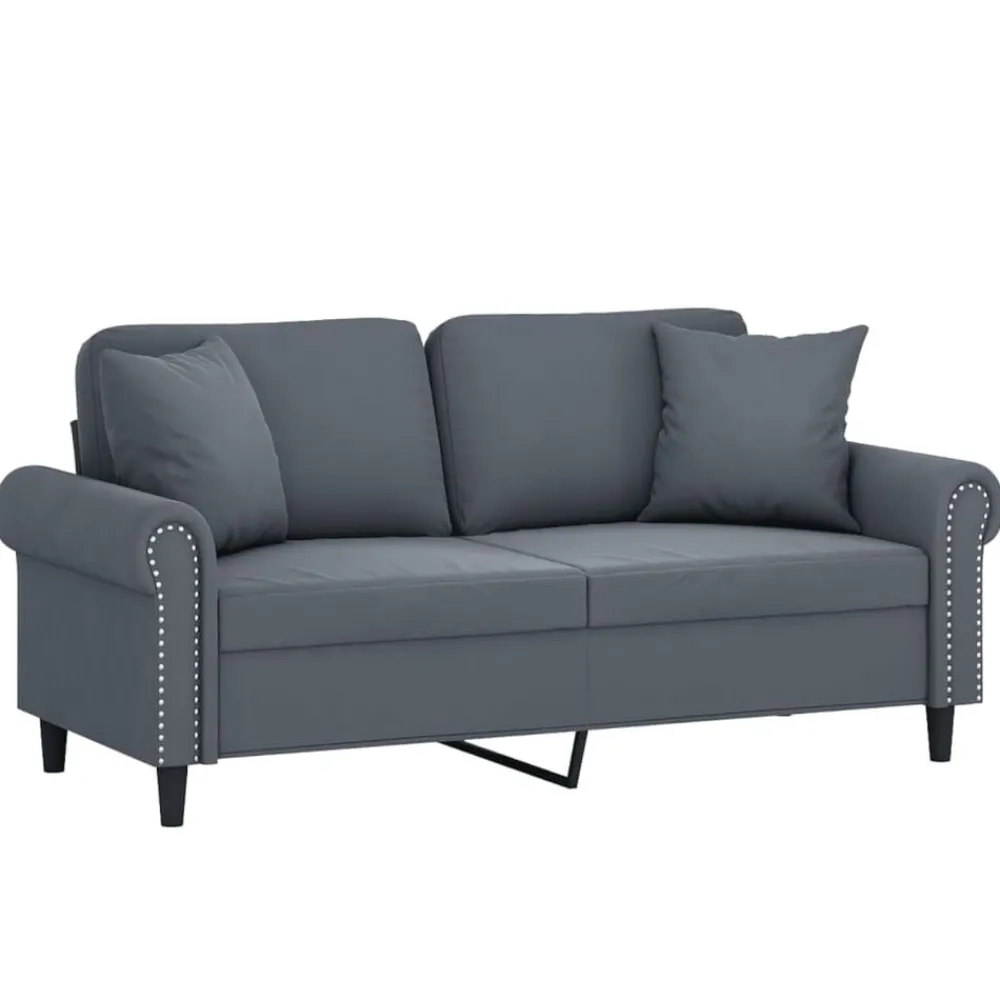 Banken*vidaXL Tweezitsbank met sierkussens 140 cm fluweel Donkergrijs