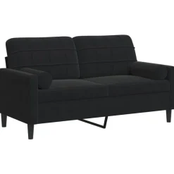 Banken*vidaXL Tweezitsbank met sierkussens 140 cm fluweel Zwart