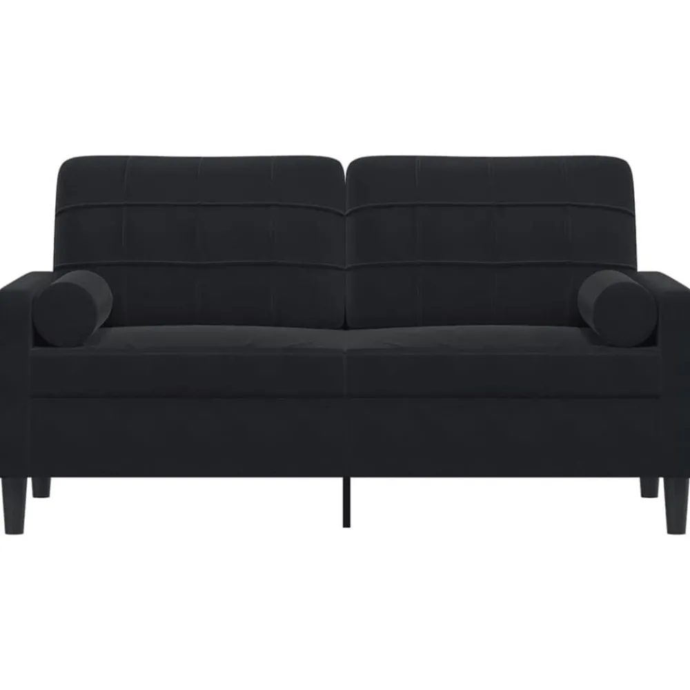 Banken*vidaXL Tweezitsbank met sierkussens 140 cm fluweel Zwart