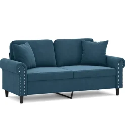 Banken*vidaXL Tweezitsbank met sierkussens 140 cm fluweel Blauw