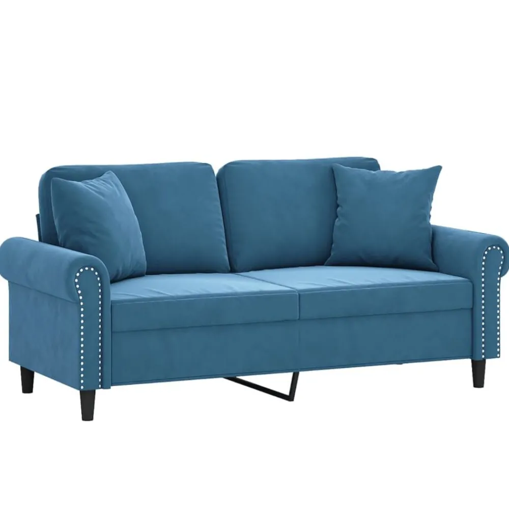 Banken*vidaXL Tweezitsbank met sierkussens 140 cm fluweel Blauw