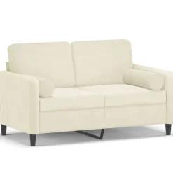 Banken*vidaXL Tweezitsbank met sierkussens 120 cm fluweel crèmekleurig Cr&egrave;me