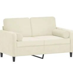Banken*vidaXL Tweezitsbank met sierkussens 120 cm fluweel crèmekleurig Cr&egrave;me