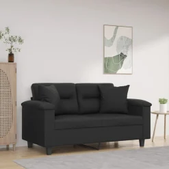 Banken*vidaXL Tweezitsbank met sierkussens 120 cm kunstleer Zwart