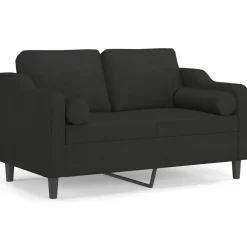 Banken*vidaXL Tweezitsbank met sierkussens 120 cm stof Zwart