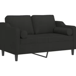 Banken*vidaXL Tweezitsbank met sierkussens 120 cm stof Zwart