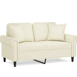 Tweezitsbank met sierkussens 120 cm fluweel crèmekleurig>vidaXL Sale
