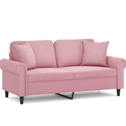 Banken*vidaXL Tweezitsbank met sierkussens 140 cm fluweel Roze
