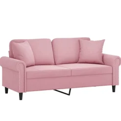 Banken*vidaXL Tweezitsbank met sierkussens 140 cm fluweel Roze
