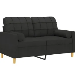 Banken*vidaXL Tweezitsbank met sierkussens 120 cm stof Zwart