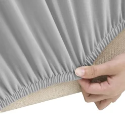 Woon- & Tuinaccessoires*vidaXL Tweezitsbankhoes stretch polyester jersey Grijs