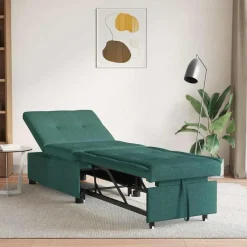 Banken*vidaXL Uittrekbare Slaapbank 194 x 50 x 82 cm Stof Donkergroen