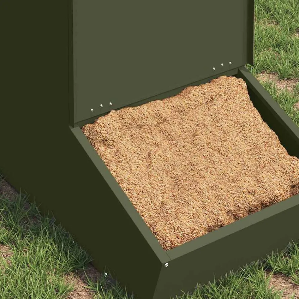Huisdierbenodigdheden*vidaXL Varkensvoeder Olijf Groen 55 x 38 x 76 cm Koudgewalst Staal Olijfgroen