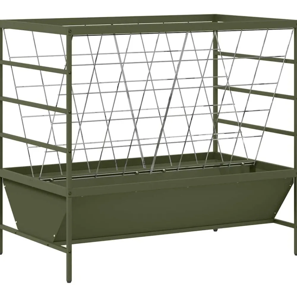 Huisdierbenodigdheden*vidaXL Vee voeder Olijf Groen 100 x 60 x 90 cm Koudgewalst Staal Olijfgroen