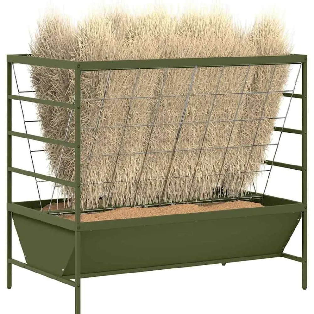 Huisdierbenodigdheden*vidaXL Vee voeder Olijf Groen 100 x 60 x 90 cm Koudgewalst Staal Olijfgroen