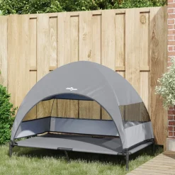 Huisdierbenodigdheden*vidaXL Verhoogd Hondenbed 127 x 81 x 108 cm Stof en Staal Lichtgrijs