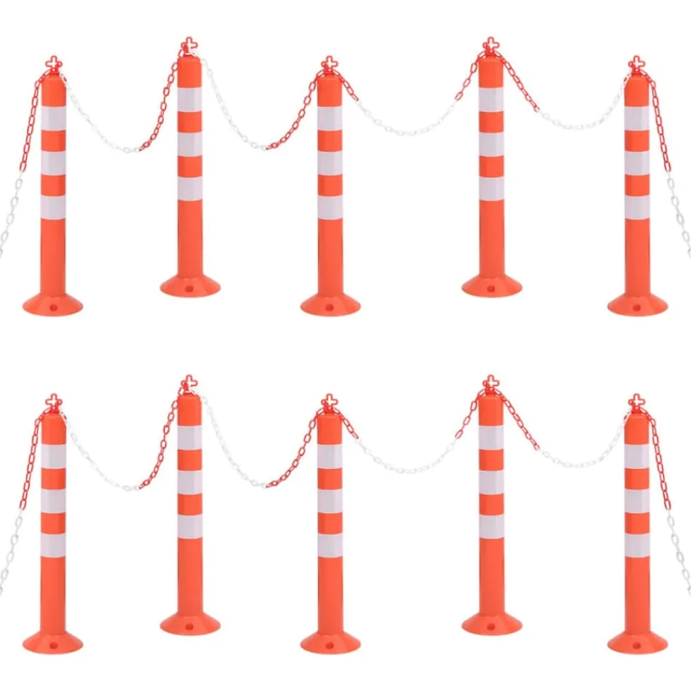 Verkeerspalen met ketting 10 st 75 cm PE>vidaXL Sale