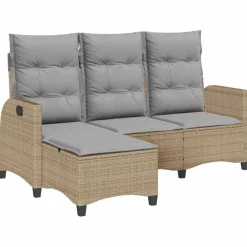Verstelbare tuinbank met kussens L-vormig poly rattan>vidaXL Online
