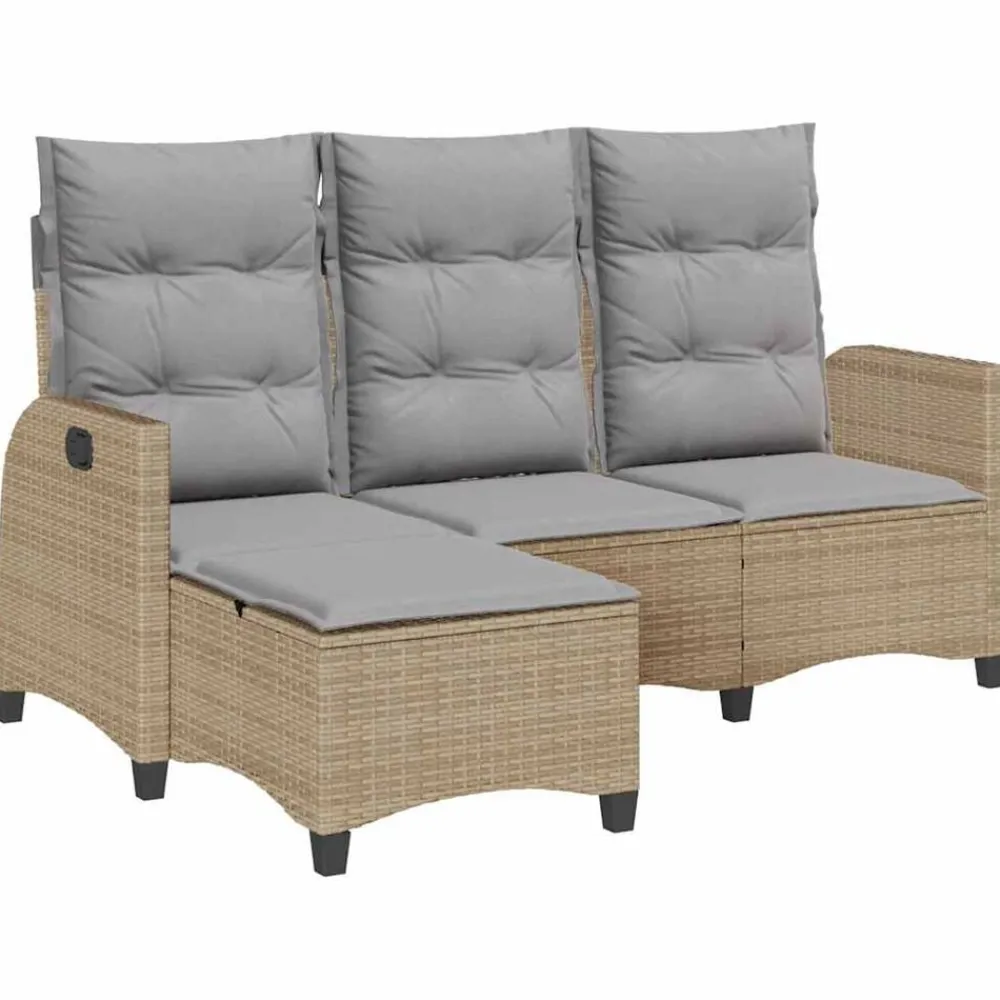 Verstelbare tuinbank met kussens L-vormig poly rattan>vidaXL Online