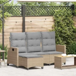 Verstelbare tuinbank met kussens L-vormig poly rattan>vidaXL Online