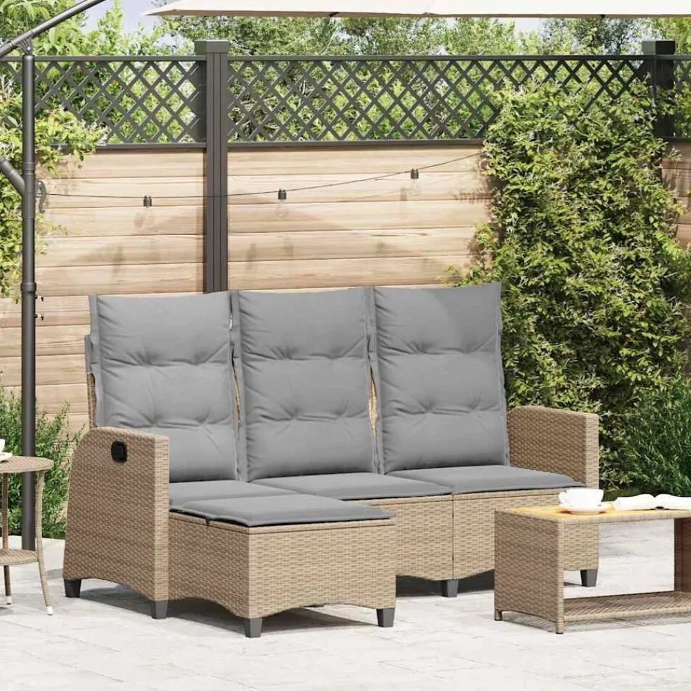 Verstelbare tuinbank met kussens L-vormig poly rattan>vidaXL Online