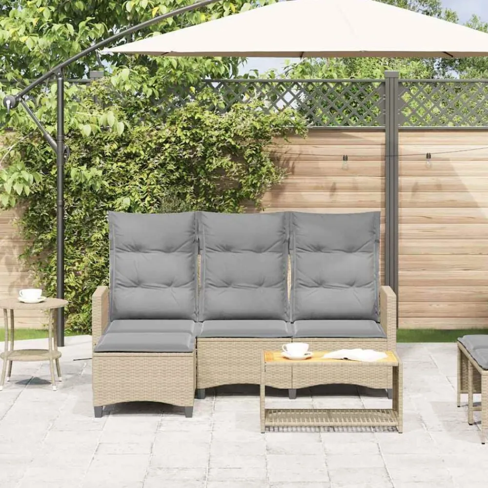 Verstelbare tuinbank met kussens L-vormig poly rattan>vidaXL Online