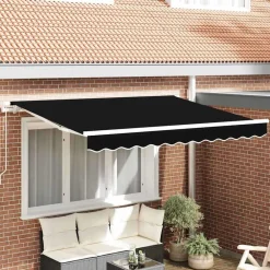 Tuin & Gazon*vidaXL Vervangingsdoek voor zonnescherm 3 x 2,5 m Polyester Zwart