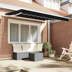 Tuin & Gazon*vidaXL Vervangingsdoek voor zonnescherm 3 x 2,5 m Polyester Zwart