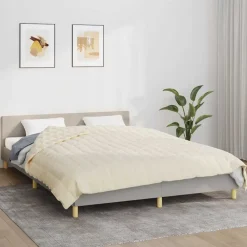 Linnengoed*vidaXL Verzwaringsdeken 220x235 cm 15 kg stof lichtcrèmekleurig Cr&egrave;me