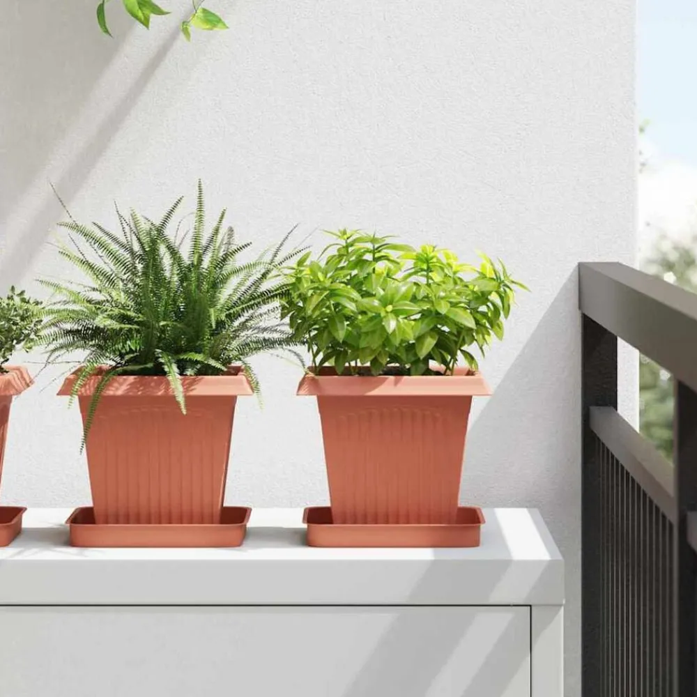 Tuin & Gazon*vidaXL Vierkante Bloempot 6 pcs 16 x 16 x 14 cm Kunststof Baksteenrood