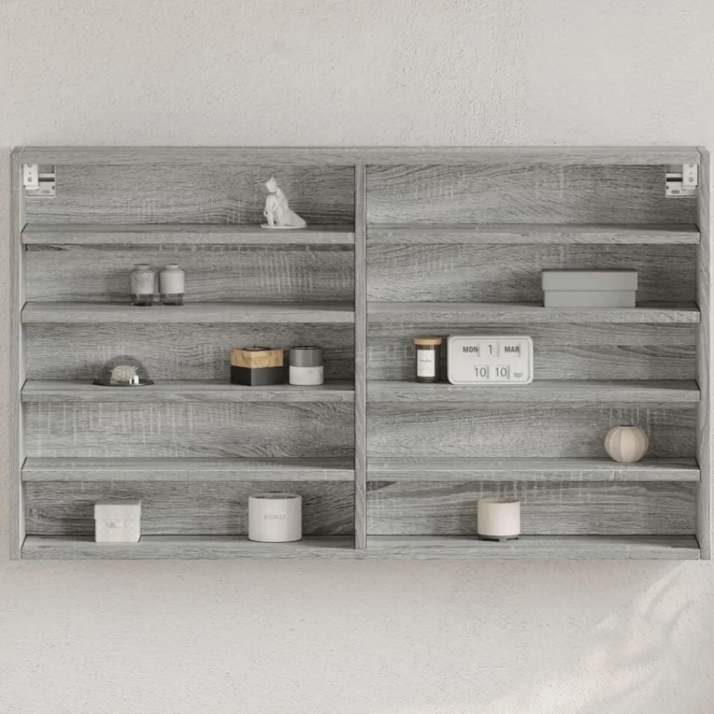 Vitrinekast 100x15x58 cm bewerkt hout eikenkleurig>vidaXL